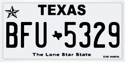 TX license plate BFU5329
