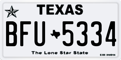 TX license plate BFU5334