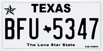 TX license plate BFU5347