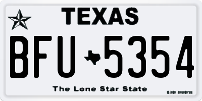 TX license plate BFU5354
