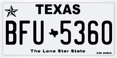 TX license plate BFU5360