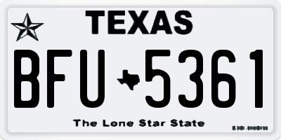 TX license plate BFU5361
