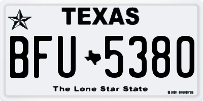 TX license plate BFU5380
