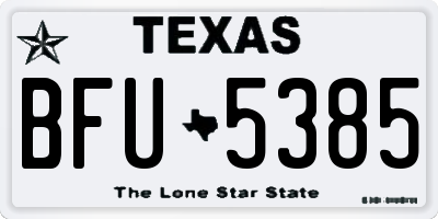 TX license plate BFU5385