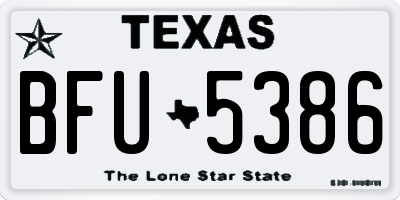 TX license plate BFU5386