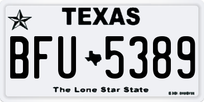 TX license plate BFU5389