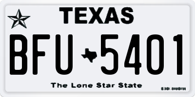 TX license plate BFU5401