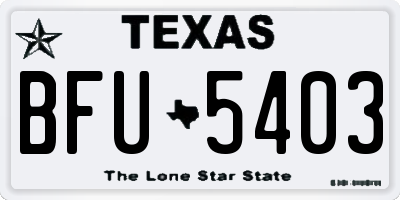 TX license plate BFU5403
