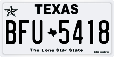 TX license plate BFU5418
