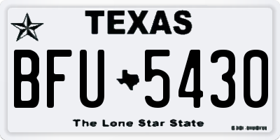 TX license plate BFU5430