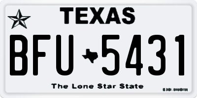 TX license plate BFU5431