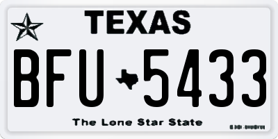 TX license plate BFU5433