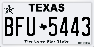 TX license plate BFU5443
