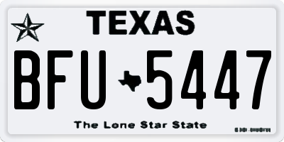 TX license plate BFU5447