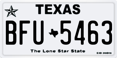 TX license plate BFU5463