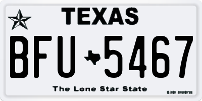 TX license plate BFU5467