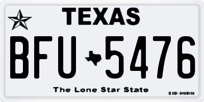 TX license plate BFU5476