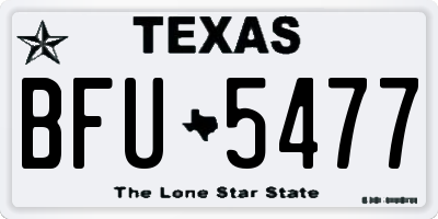 TX license plate BFU5477