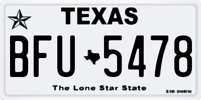 TX license plate BFU5478
