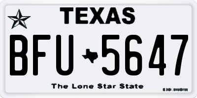 TX license plate BFU5647