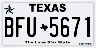 TX license plate BFU5671