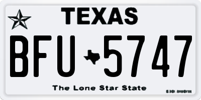 TX license plate BFU5747