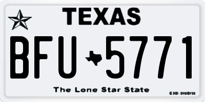 TX license plate BFU5771