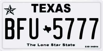 TX license plate BFU5777