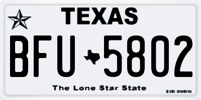 TX license plate BFU5802