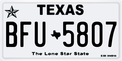 TX license plate BFU5807