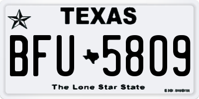 TX license plate BFU5809