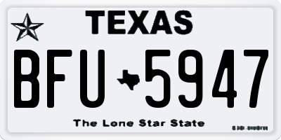 TX license plate BFU5947
