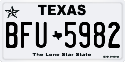 TX license plate BFU5982