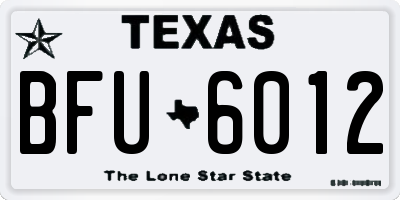 TX license plate BFU6012