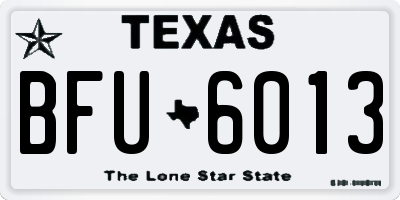 TX license plate BFU6013