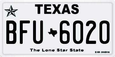 TX license plate BFU6020