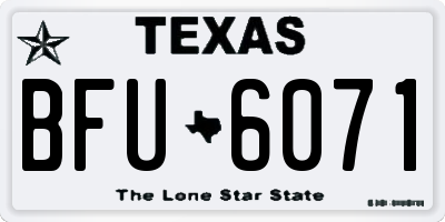 TX license plate BFU6071