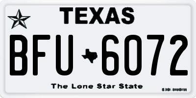 TX license plate BFU6072