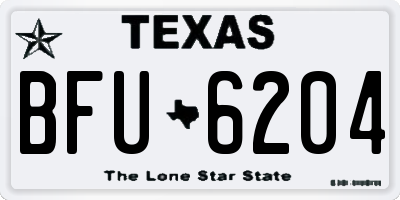 TX license plate BFU6204