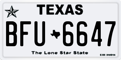 TX license plate BFU6647