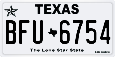 TX license plate BFU6754