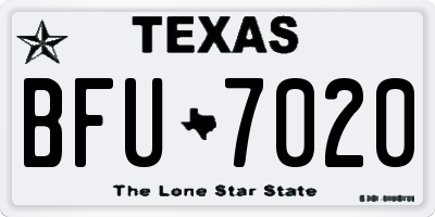 TX license plate BFU7020