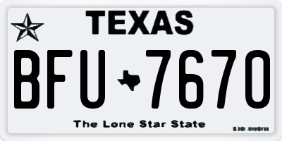 TX license plate BFU7670