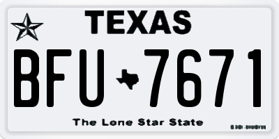 TX license plate BFU7671