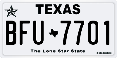 TX license plate BFU7701