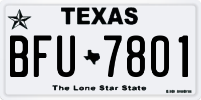 TX license plate BFU7801