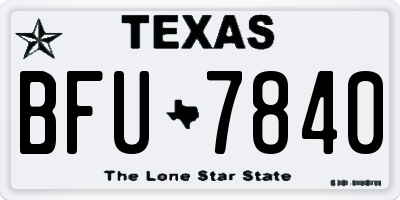 TX license plate BFU7840