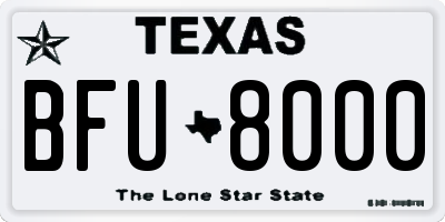 TX license plate BFU8000