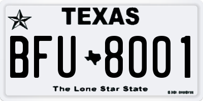 TX license plate BFU8001