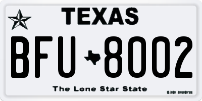 TX license plate BFU8002